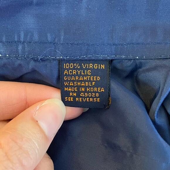 Vintage Woodland Large Navy Heavy Plaid Flannel Shirt Jacket Button Down Shirt - Picture 12 of 14